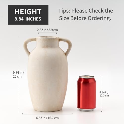 PORCER 984 Inch Ceramic Vase with Handles Boho Decor