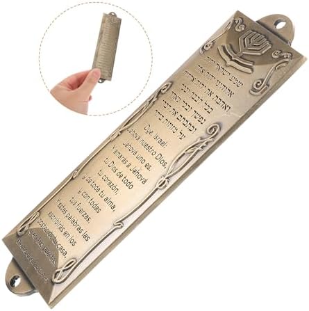 LOGOFUN Gold Metal Mezuzah with Scroll for Home Decor