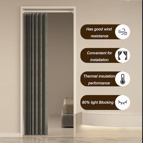 Blackout Curtains for Doorways and Closets Thermal Insulated Grey 59x94 Inch