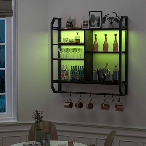 Nidouillet Gaming Floating Shelf with LED Lights and Hooks