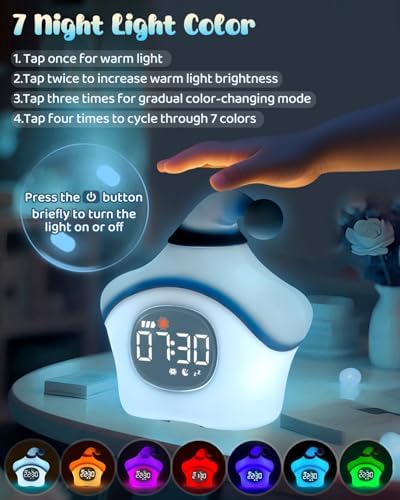 Star Alarm Clock with Night Light for Kids Blue