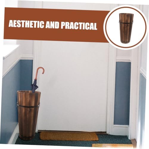 Wooden Umbrella Stand with Cane and Fan Storage