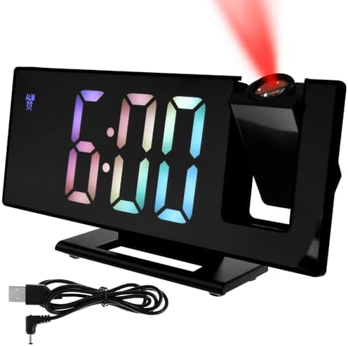 Projection Alarm Clock with Rotatable Projector and Mirror