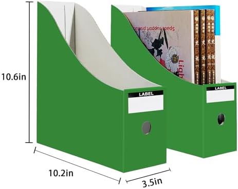 2 Pack Grass Green Cardboard File Storage Box with Labels