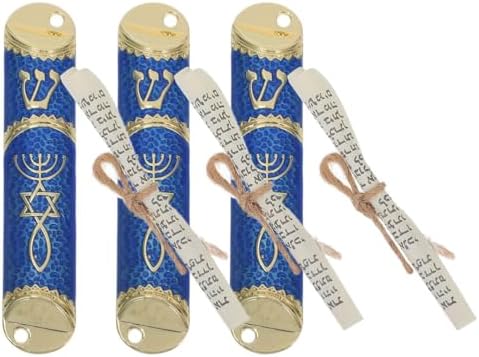 3 Sets Elegant Metal Mezuzah Case with Scroll