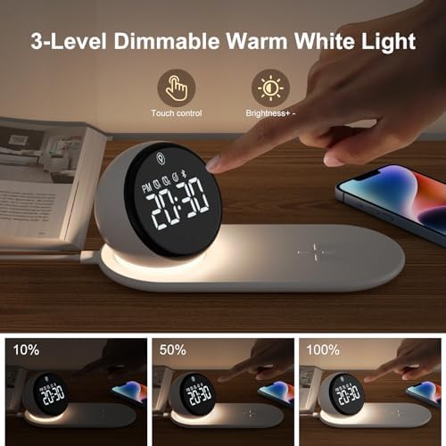 Doopo 5-in-1 Alarm Clock with Wireless Charging and Night Light
