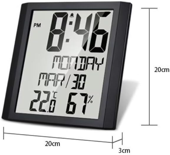 886 Inch Digital Wall Clock with Temperature and Humidity Display