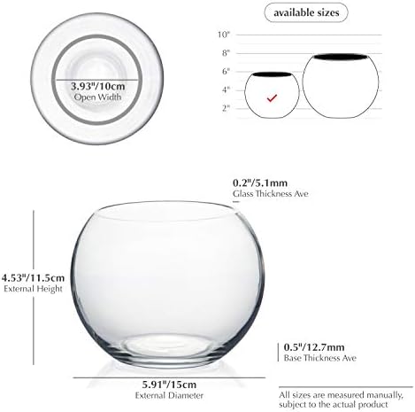 WGVI Clear Glass Vase with Bubbles 6 Diameter