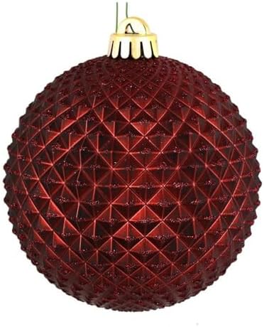 Vickerman 4 Inch Plastic Durian Glitter Ball Ornaments Set of 6