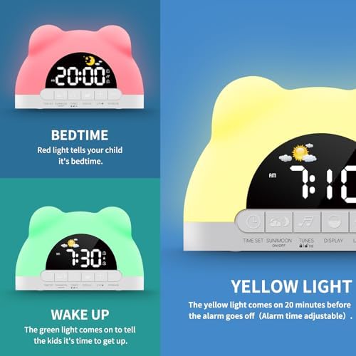 Oviouit Kids Alarm Clock with Night Light and Sound Machine