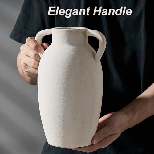 PORCER 984 Inch Ceramic Vase with Handles Boho Decor