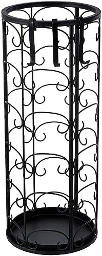 MyGift Matte Black Metal Umbrella Stand with 3 Hooks