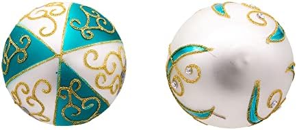 Kurt S Adler 6 Piece Gold Dark Teal White Ball Ornament Set
