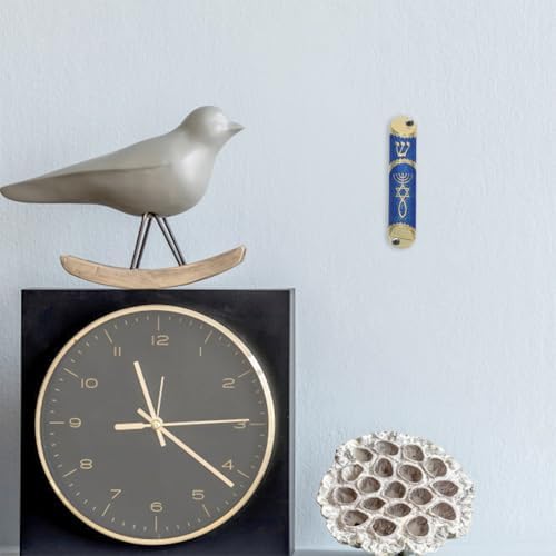 LUOZZY 2 Sets Elegant Gold and Blue Metal Mezuzahs