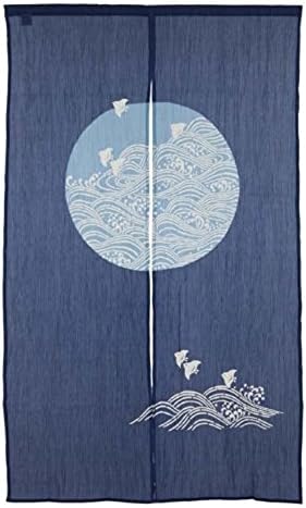 Made in Japan Noren Curtain Tapestry Plovers with Waves 1