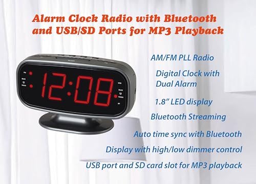 HX-153CR PLL AM FM Radio Alarm Clock with Bluetooth