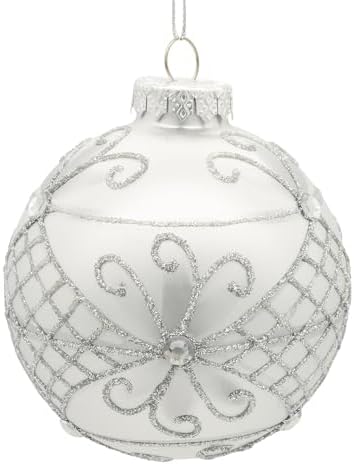 Kurt Adler 80MM Glass Silver Decorative Balls 6 Pack