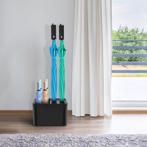 DricRoda 10 Umbrella Stand with Drip Tray Black
