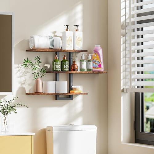 Homode 3 Tier Floating Wall Shelves for Bathroom Bedroom Kitchen