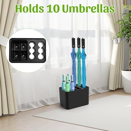 DricRoda 10 Umbrella Stand with Drip Tray Black