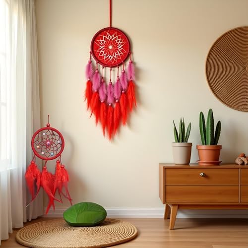 Red Small Dream Catcher Wall Hanging Ornament