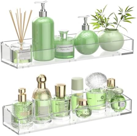 2PCS Clear Acrylic Floating Shelves for Wall Mounting
