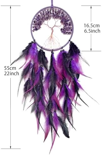 RAGKUU Black Purple Dream Catcher Wall Decor