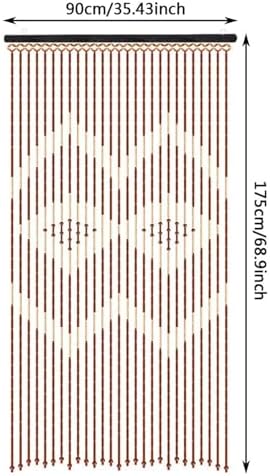 Wood Beaded Curtain with Bamboo Design 27 Strands