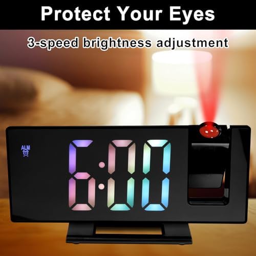 Projection Alarm Clock with Rotatable Projector and Mirror