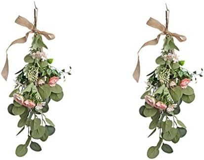 Firlar 2pcs Artificial Teardrop Wreath 236inch Decorative Wall Swag