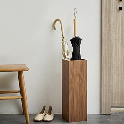 HOMSFOU Square Wooden Umbrella Stand for Home Entryway