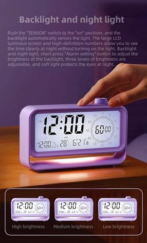 Digital Alarm Clock with Night Light and Timer
