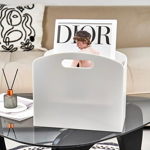 White Magazine Holder - Modern Acrylic Rack for Home