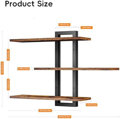Homode 3 Tier Floating Wall Shelves for Bathroom Bedroom Kitchen