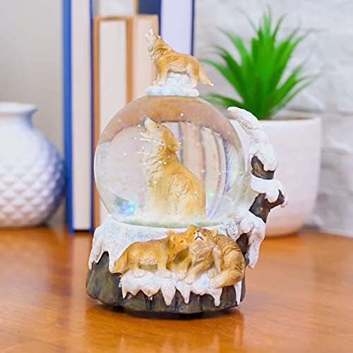 Elanze Designs Howling Glitter Wolf Musical Snow Globe