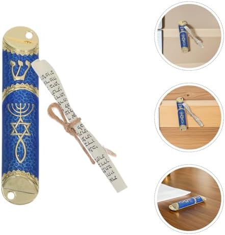 LOGOFUN 2Sets Antique Metal Jewish Mezuzah Case with Scroll