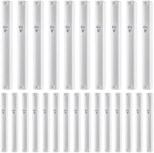 Super StAM 25pcs White Silver Mezuzah Case with Self Stick
