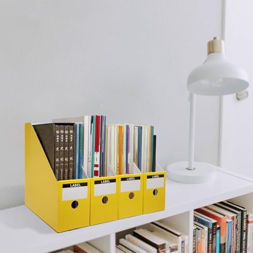 Yellow Cardboard Magazine Holder 2 Pack Desk File Organizer