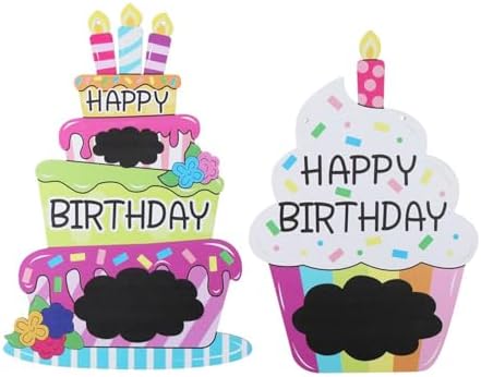 Hobbyme 2pcs Birthday Decorative Pendant Wooden Craft Blackboard Sign