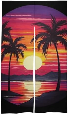 Palm Tree Sunset Door Cover Curtain 57x17 Inches