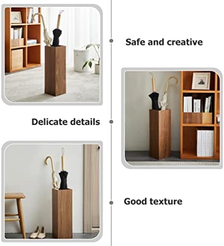 HOMSFOU Square Wooden Umbrella Stand for Home Entryway