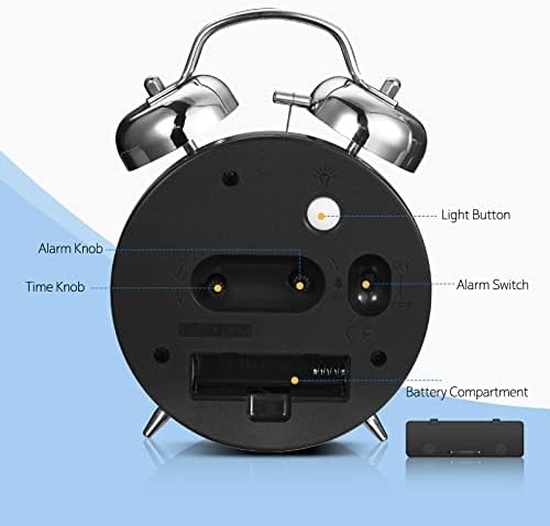 Super Loud Alarm Clock with Backlight and Silent Ticking