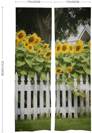 Sunflowers White Picket Fence Door Curtain 57x17 Inches