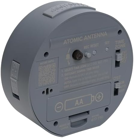 La Crosse Technology Atomic Analog Alarm Clock 4 Inch Round Gray