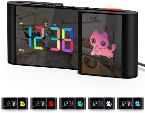 SZELAM Alarm Clock with RGB Light and Mirror