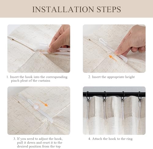 MYSKY HOME Linen Curtains 84 x 40 2 Panels Set