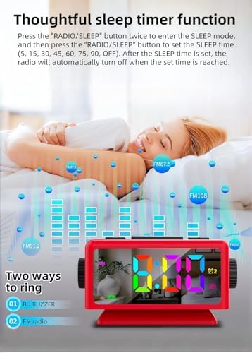 YHFITN RGB Alarm Clock with Perpetual Calendar and FM Radio