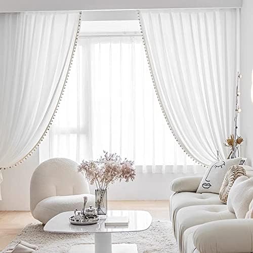 Gxi Boho Linen Sheer Curtains 2 Panels 52x96 Inch