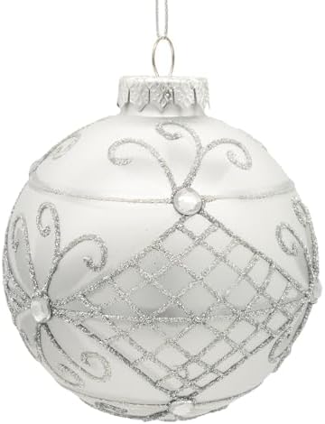 Kurt Adler 80MM Glass Silver Decorative Balls 6 Pack