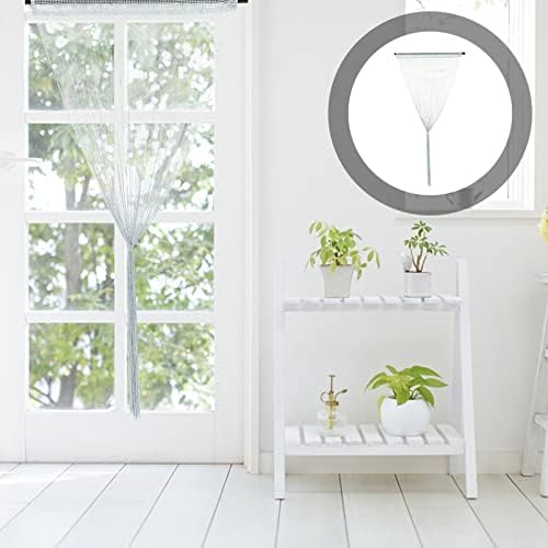 FOMIYES Grey Tassel Curtain for Doors and Windows